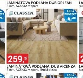 LAMINÁTOVÁ PODLAHA DUB VICENZA 7 mm, AC5/33, v-spára, široká deska