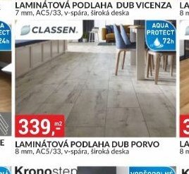 LAMINÁTOVÁ PODLAHA DUB PORVO 8 mm, AC5/33, v-spára, široká deska