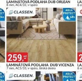 LAMINÁTOVÁ PODLAHA DUB VICENZA 7 mm, AC5/33, v-spára, široká deska