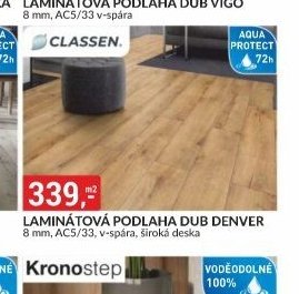LAMINÁTOVÁ PODLAHA DUB DENVER 8 mm, AC5/33, široká deska