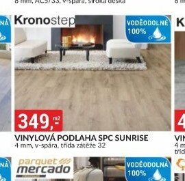 VINYLOVÁ PODLAHA SPC SUNRISE 4 mm, v-spára, třída zátěže 32