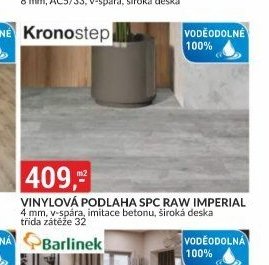 VINYLOVÁ PODLAHA SPC RAW IMPERIAL 4 mm, v-spára, imitace betonu, široká deska třída zátěže 32