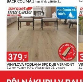 VINYLOVÁ PODLAHA SPC DUB VERMONT 3,2 mm +1 mm IXPE, třída zátěže 31, v-spára