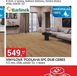 VINYLOVÁ PODLAHA SPC DUB CERES 4,5 mm, třída zátěže 33, v-spára