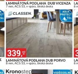 LAMINÁTOVÁ PODLAHA DUB PORVO 8 mm, AC5/33, v-spára, široká deska