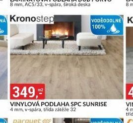 VINYLOVÁ PODLAHA SPC SUNRISE 4 mm, v-spára, třída zátěže 32