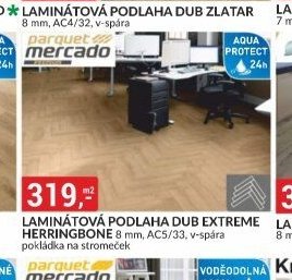 LAMINÁTOVÁ PODLAHA DUB EXTREME HERRINGBONE 8 mm, AC5/33, v-spára pokládka na stromeček