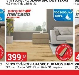 VINYLOVÁ PODLAHA SPC DUB MONTEREY 3,2 mm +1 mm IXPE, třída zátěže 31, v-spára