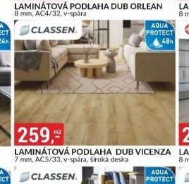 LAMINÁTOVÁ PODLAHA DUB VICENZA 7 mm, AC5/33, v-spára, široká deska