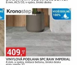 VINYLOVÁ PODLAHA SPC RAW IMPERIAL 4 mm, v-spára, imitace betonu, široká deska, třída zátěže 32