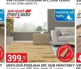 VINYLOVÁ PODLAHA SPC DUB MONTEREY 3,2 mm +1 mm IXPE, třída zátěže 31, v-spára