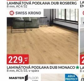 LAMINÁTOVÁ PODLAHA DUB MONACO 8 mm, AC5/33, v-spára