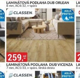 LAMINÁTOVÁ PODLAHA DUB VICENZA 7 mm, AC5/33, v-spára, široká deska
