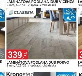 LAMINÁTOVÁ PODLAHA DUB PORVO 8 mm, AC5/33, v-spára, široká deska