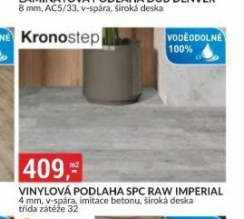 Vinylová podlaha SPC Raw Imperial 4 mm, v-spára, imitace betonu, široká deska třída zátěže 32