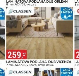 Laminátová podlaha Dub Vicenza 7 mm, AC5/33, v-spára, široká deska