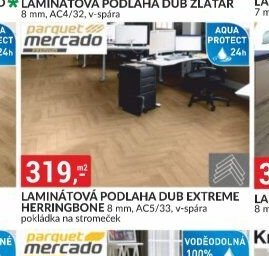 Laminátová podlaha Dub Extreme Herringbone 8 mm, AC5/33, v-spára pokládka na stromeček