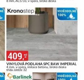 Vinylová podlaha SPC Raw Imperial 4 mm, v-spára, imitace betonu, široká deska třída zátěže 32