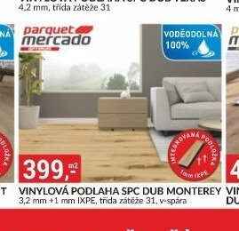 Vinylová podlaha SPC Dub Monterey 3,2 mm +1 mm IXPE, třída zátěže 31, v-spára