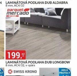 Laminátová podlaha Dub Longbow 8 mm, AC4/32, v-spára