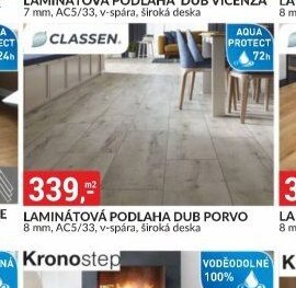 Laminátová podlaha Dub Porvo 8 mm, AC5/33, v-spára, široká deska