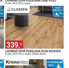 Laminátová podlaha Dub Denver 8 mm, AC5/33, široká deska