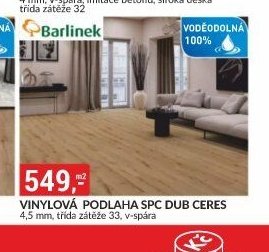 Vinylová podlaha SPC Dub Ceres 4,5 mm, třída zátěže 33, v-spára