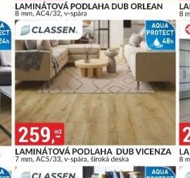 LAMINÁTOVÁ PODLAHA DUB VICENZA 7 mm, AC5/33, v-spára, široká deska