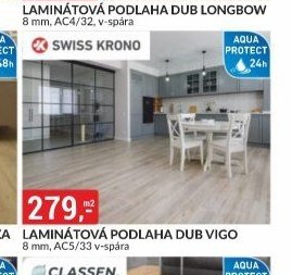 LAMINÁTOVÁ PODLAHA DUB VIGO 8 mm, AC5/33 v-spára
