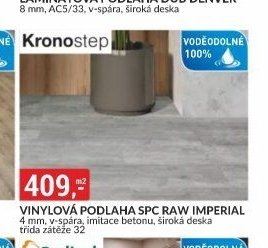 VINYLOVÁ PODLAHA SPC RAW IMPERIAL 4 mm, v-spára, imitace betonu, široká deska třída zátěže 32