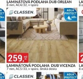 LAMINÁTOVÁ PODLAHA DUB VICENZA 7 mm, AC5/33, v-spára, široká deska