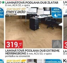 LAMINÁTOVÁ PODLAHA DUB EXTREME HERRINGBONE 8 mm, AC5/33, v-spára pokládka na stromeček