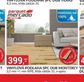 VINYLOVÁ PODLAHA SPC DUB MONTEREY 3,2 mm +1 mm IXPE, třída zátěže 31, v-spára