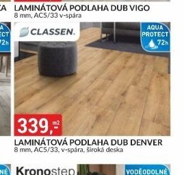 LAMINÁTOVÁ PODLAHA DUB DENVER 8 mm, AC5/33, široká deska