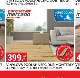 VINYLOVÁ PODLAHA SPC DUB MONTEREY 3,2 mm +1 mm IXPE, třída zátěže 31, v-spára