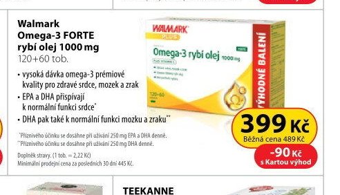 Walmark Omega-3 FORTE rybí olej 1000 mg 120+60 tob.