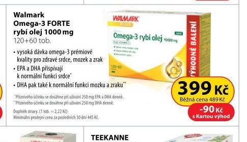 Walmark Omega-3 FORTE rybí olej 1000 mg 120+60 tob.