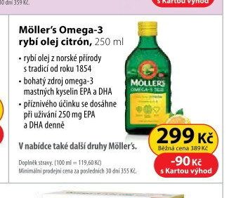 Möller's Omega-3 rybí olej citrón, 250 ml