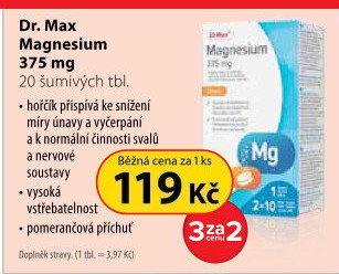 Doplněk stravy šumivé tablety Magnesium 375 Citrate Dr.Max