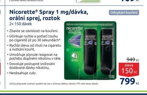 Nicorette Spray 1 mg/dávka, orální sprej, roztok 2x150 dávek
