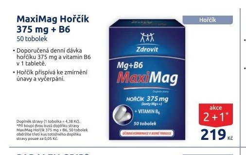 MaxiMag Hořčík 375 mg + B6