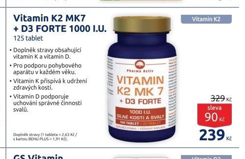 Vitamin K2 MK7 + D3 FORTE 1000 I.U.