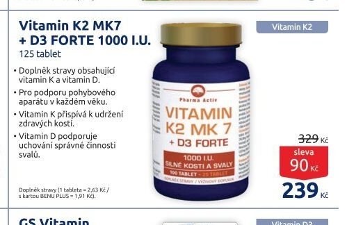 Vitamin K2 MK7 + D3 FORTE 1000 I.U. 125 tablet