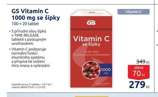 GS Vitamin C 1000 mg se šípky 100 + 20 tablet