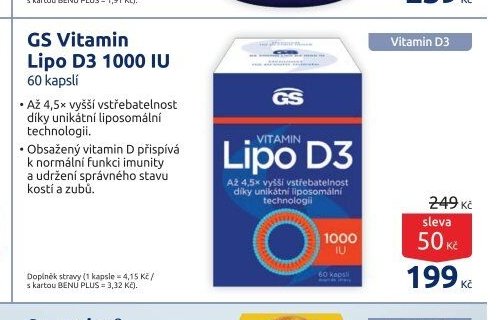 GS Vitamin Lipo D3 1000 IU 60 kapslí