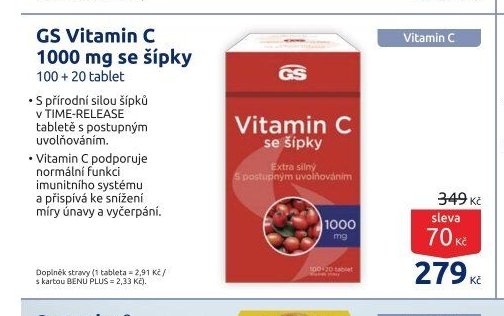 GS Vitamin C 1000 mg se šípky 100 + 20 tablet