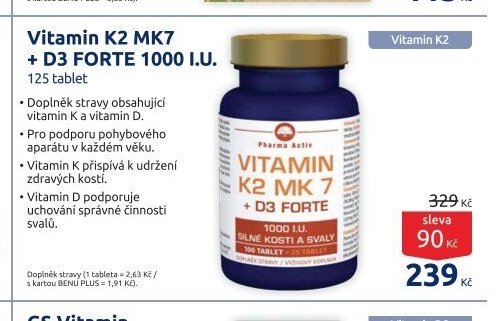 Vitamin K2 MK7 + D3 FORTE 1000 I.U.