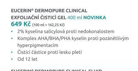 EUCERIN® DERMOPURE CLINICAL EXFOLIAČNÍ ČISTICÍ GEL