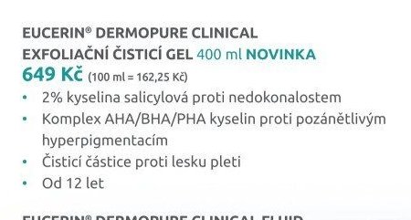 EUCERIN DERMOPURE CLINICAL EXFOLIAČNÍ ČISTICÍ GEL 400 ml - BENU Lékárna akcniletaky.com