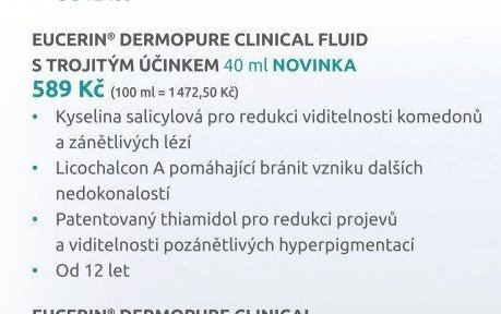 EUCERIN DERMOPURE CLINICAL FLUID S TROJITÝM ÚČINKEM